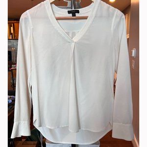 White Silky V-Neck Blouse